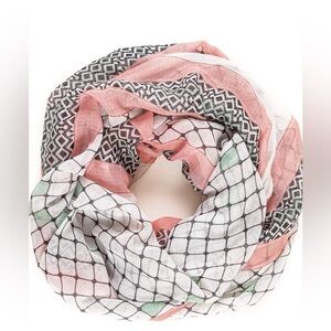 Melifluos Pink, Black & White Large Geometric Scarf SKU 226